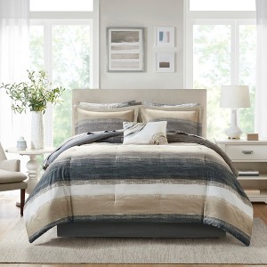 9Pcs Comforter Set, Modern Solid Bedding Set, Cotton Bed Comforter - 1 of 4