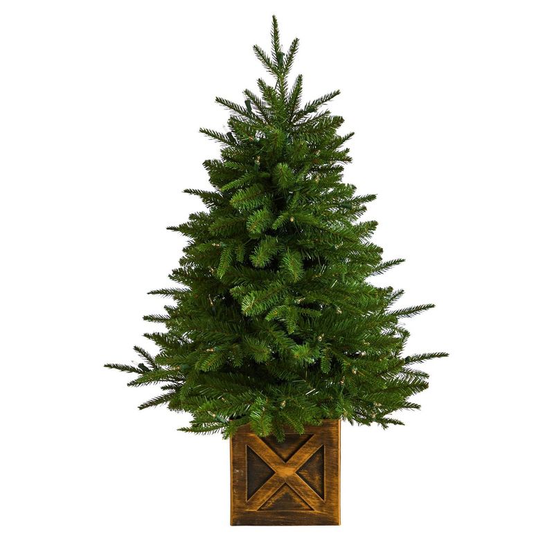 Nearly Natural 3-ft Finland Fir Artificial Christmas Tree in Decorative Planter, 3 of 9