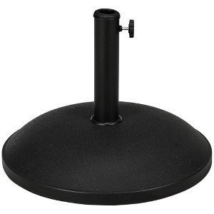 Outsunny 20" 55 lbs Round Cement Umbrella Base Stand Market Parasol Holder with Tightening Knob for Φ1.3" Φ1.5" Φ1.9" Pole for Lawn Backyard Black - 1 of 4