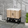 GDFStudio York Indoor/Outdoor Freestanding Magnesium Oxide Bathroom Vanity with Faucet and Ceramic Sink - 2 of 4