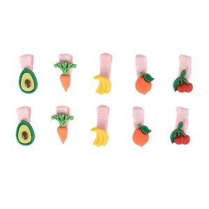 Unique Bargains Women's Cute Cherry Banana Avocado Hair Clips Pink Orange Yellow Green 10 Pcs - 1 of 3