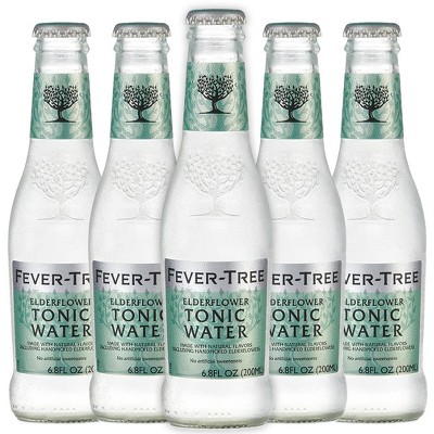 Fever Tree Premium Elderflower Tonic - Premium Quality Mixer and Soda - Refreshing Beverage for Cocktails & Mocktails 200ml Bottle - Pack of 5