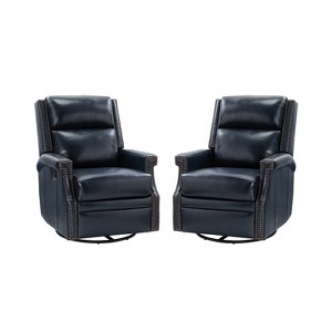 Favonius Genuine Leather Swivel Rocker Recliner with Nailhead Trim for Bedroom and Living Room, Set of 2 | ARTFUL LIVING DESIGN - 1 of 4