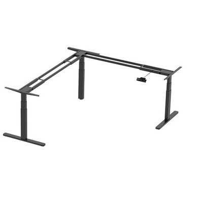 L-Shaped Triple Motor Adjustable Black Sit-Stand Desk