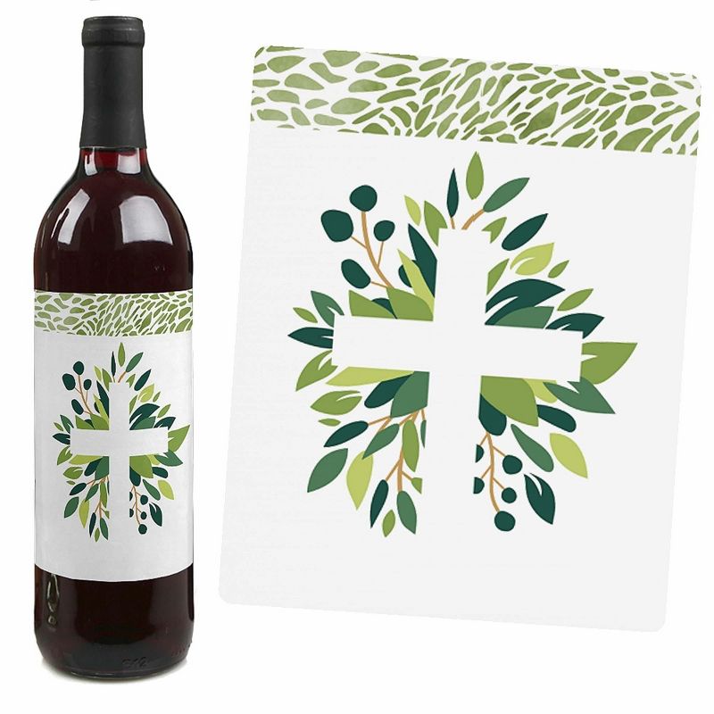 Big Dot of Happiness Baptism Elegant Cross - Religious Party Decorations for Women and Men - Wine Bottle Label Stickers - Set of 4, 4 of 9
