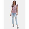 EXLURA Womens Button Down Blouses Casual Ruffle Cap Sleeve Crewneck Summer Peplum Drawstring Tops - 4 of 4