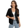 Womens Short Sleeve Knit Cardigan Sweater Summer Casual V Neck Button Down Crop Bolero Shrug Lightweight Crochet Tops Outwear - 4 of 4