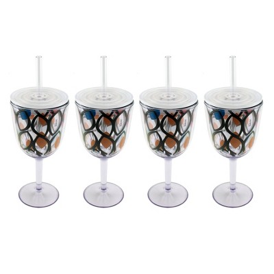 American Atelier Vintage Bubbles 11 Ounce Capacity Wine Glasses Set Of 4  Wine Goblets, Vintage Style Glassware, Dishwasher Safe, Pink : Target