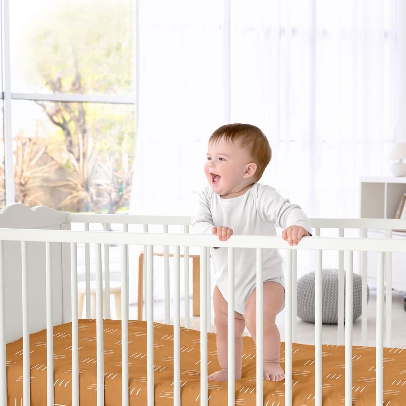 Sweet Jojo Designs Gender Neutral Baby Fitted Crib Sheet Boho Hatch Orange and White, 3 of 8