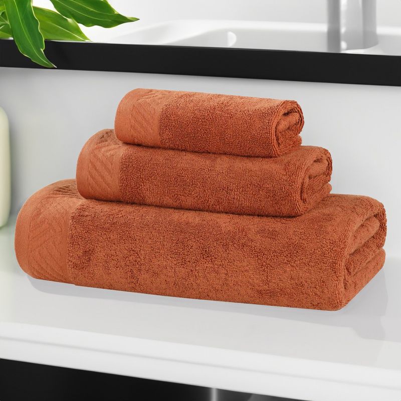 Basketweave Luxury Cotton Solid 3 Piece Assorted Towel Set by Blue Nile Mills, 2 of 8