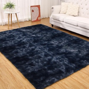 Luxurious Faux Fur Shag Rug – Thick, Soft, Non-Slip, Cozy Carpet for Home Decor, Nursery, and Living Room Tie-Dye - 1 of 4