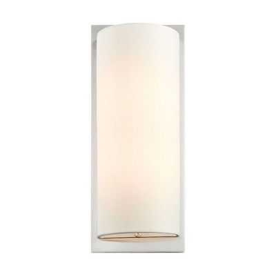 Brushed Nickel 2-Light Sconce with Off-White Fabric Shade