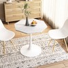 Modern Octagonal Dining Table, Coffee Table with Wood Table Top, Metal Base Pedestal Table Tulip Table Kitchen Table - 2 of 4