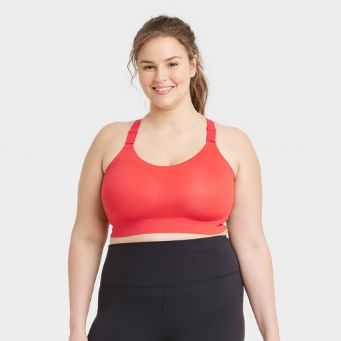 Women's High Support Embossed Racerback Run Sports Bra - All In Motion™  Coral Red 4x : Target