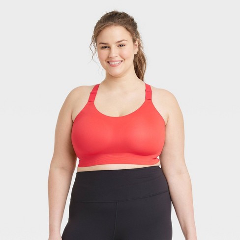 Women's High Support Embossed Racerback Run Sports Bra - All In Motion™  Coral Red Xxl : Target