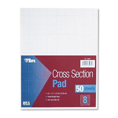 Tops Cross Section Pads 8 Squares 8 1/2 x 11 White 50 Sheets 35081