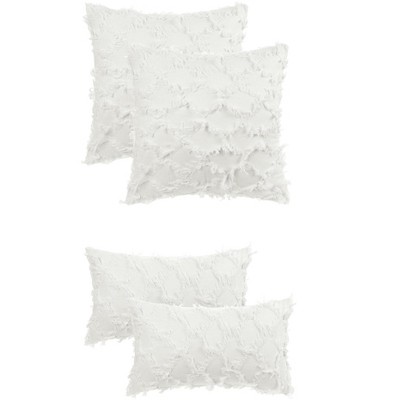 Unique Bargains Decorative Cozy Solid Color Cut Flower Checkered Throw Pillow Covers 4 Pcs