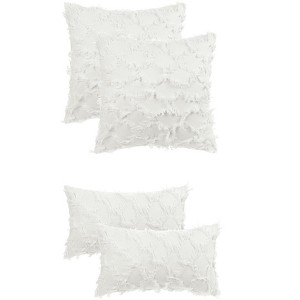 Unique Bargains Decorative Cozy Solid Color Cut Flower Checkered Throw Pillow Covers 4 Pcs - 1 of 4