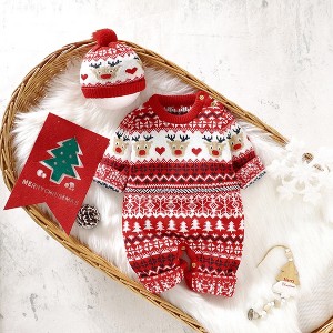 MyKids-Usa Baby Christmas Pattern Newborn Romper - 1 of 4