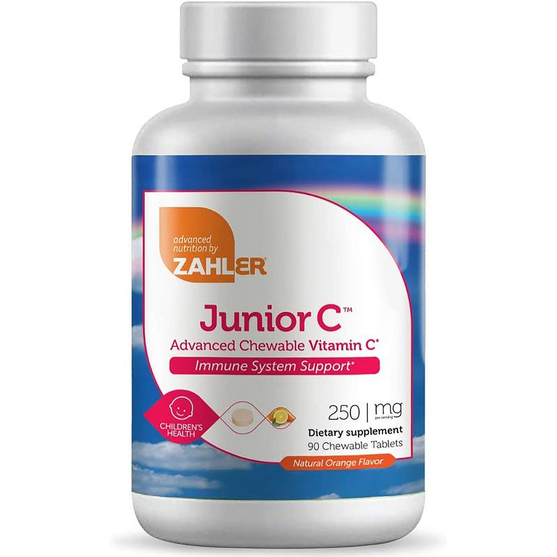 Zahler Junior C, Chewable Vitamin C for Kids, Immune System Support, Certified Kosher - 90 Orange Flavored Chewable Tablets, 1 of 5