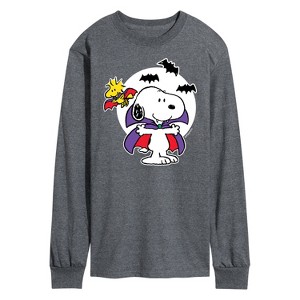 Men's - Peanuts - Snoopy Woodstock Vampire Long Sleeve Graphic T-Shirt - 1 of 4