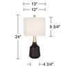 360 Lighting Cutlass Modern Table Lamps 24" High Set of 2 Black Ceramic White Fabric Drum Shade for Bedroom Living Room Bedside Nightstand Office Home - 4 of 4