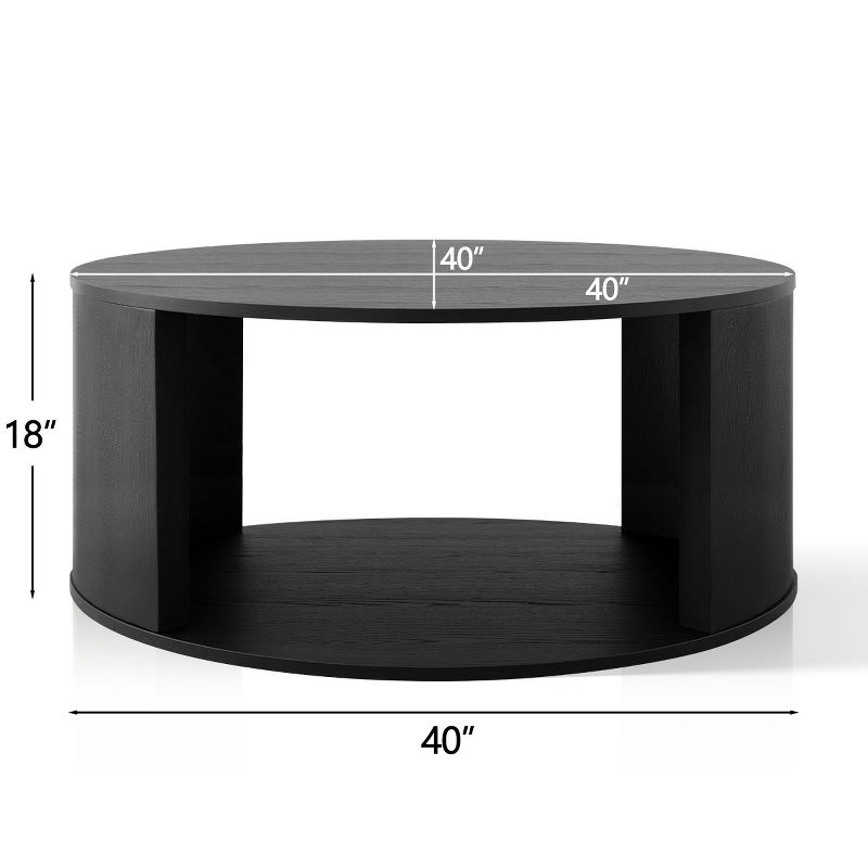 Hobo 40 Inch Round Coffee Table With Storage,40 Inch Round Coffee Table  with Pedestal Base-Maison Boucle, 4 of 10