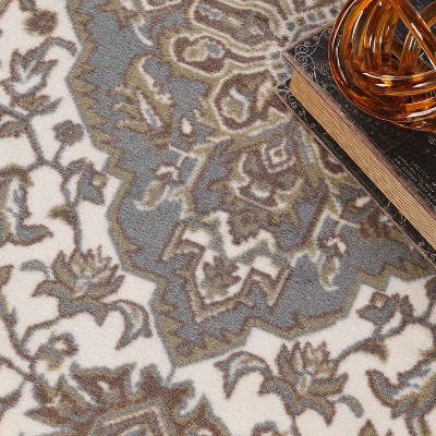 Green Floral Medallion Synthetic Runner Rug, 2'7" x 6'