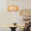 C Cattleya 1-Light Black Oval Bamboo Pendant Light with Fabric Shade - 2 of 4