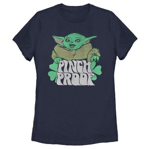 Women's Star Wars The Mandalorian Grogu St. Patrick's Day Pinch Proof T-Shirt - 1 of 4