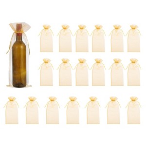 Unique Bargains Organza Drawstring Wine Bottle Wrapping Gift Bags 14.5" x 5.5" 20 Pcs - 1 of 4