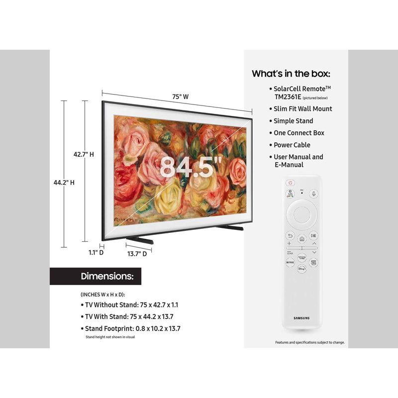 Samsung 85&#34; The Frame QLED HDR UHD 4K Smart TV - Black (QN85LS03D), 6 of 15