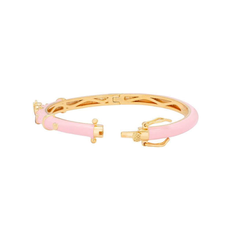 Disney Girls Minnie Mouse Yellow Gold Plated Pink Glitter Accent Bangle Bracelet - 6.5", 4 of 7