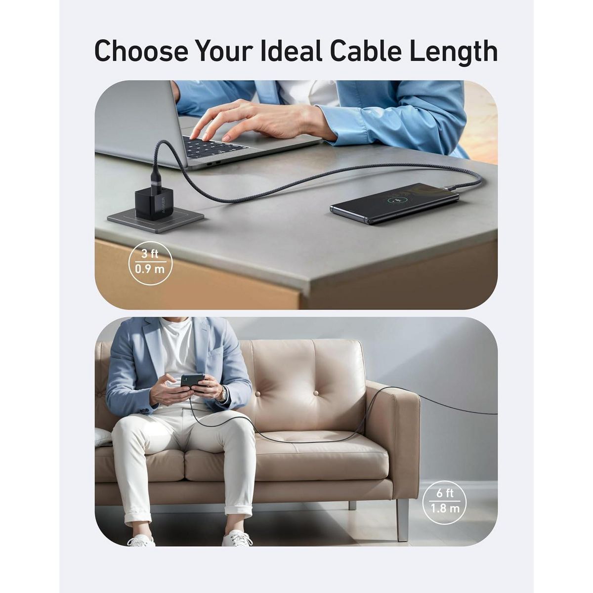 Anker Nano USB-A to USB-C Cable, CarPlay Cable (6 ft, Black) | Upcycled-Braided Cord for CarPlay, iPhone 17/16 Series, Samsung Galaxy Note20, and More - thumbnail 6