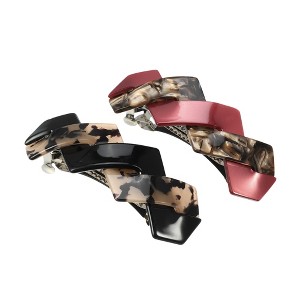 Unique Bargains Women's Hair Barrettes Red Brown 2 Pcs - 1 of 4