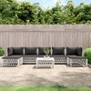 vidaXL Modern Patio Lounge Set, 8 Pieces with Cushions - White Powder-Coated Steel, Textilene and Woven Fabric - 2 of 4