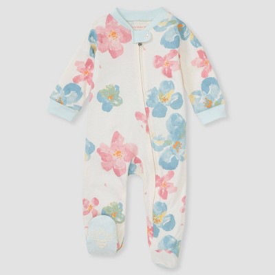 Image of Burt's Bees Baby® Baby Girls' Natural Floral Sleep N' Play - Light Green 0-3M