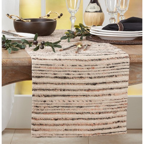 Saro Lifestyle Saro Lifestyle Striped Long Table Runner, Natural