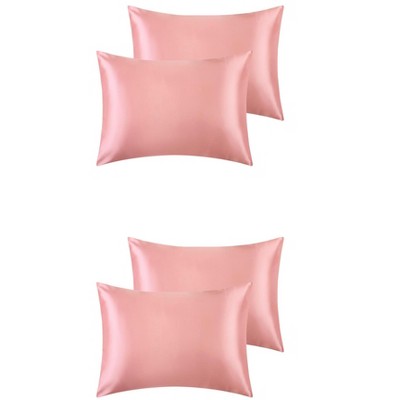 Unique Bargains Satin Breathable Envelope Closure Pillowcase Cover 4 Pcs