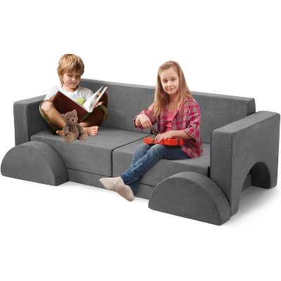 Kids Play Couch 8PCS Modular Toddler Sofa, Convertible Kids Couch for Playroom, Nursery, or Bedroom, with Removable Washable Covers