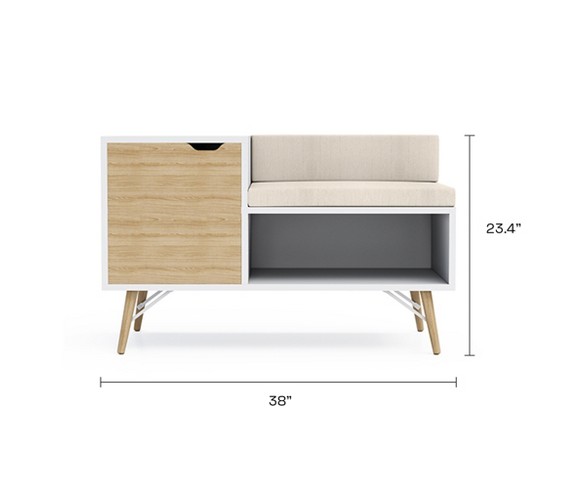 Blythe Sectional Storage Bench White/Natural - Jamesdar