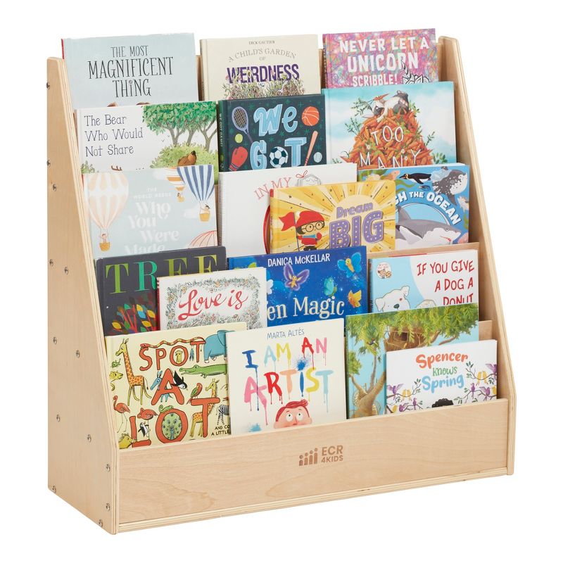 ECR4Kids Birch Streamline Book Display Stand, Kids Wooden Book Rack, Forward Facing Bookshelf, 4 of 14