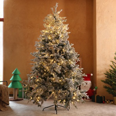 7 FT Pre-lit Snow Flocked Artificial Christmas Tree