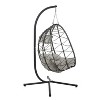 Gulches Dark Grey Foldable Egg Chair with Stand - UV-Resistant PE Wicker, Thick Cushion & Headrest, Indoor/Outdoor Swing for Bedroom/Balcony/Patio - 4 of 4
