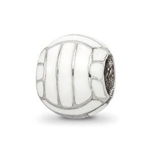 Black Bow Jewelry Sterling Silver and Enameled Volleyball Bead Charm - 1 of 4