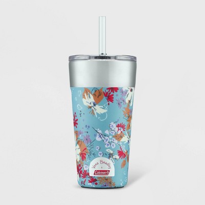 Photo 1 of Vera Bradley + Coleman 20oz Brew Stainless Steel Vacuum Insulated Tumbler - Wildflowers Blue
