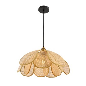 YIYIBYUS Boho Chandelier, Pendant Light Hand-Woven Rattan Hanging Lamp for Hallway Entryway Kitchen Island - 1 of 4