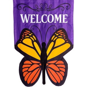 Sculpted Butterfly Welcome Applique Garden Flag 18" x 12.5" Briarwood Lane - 1 of 4