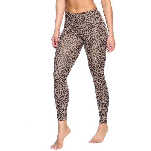 Felina Women's Sueded Athletic Leggings, Slimming Waistband (Raven Leopard,  Medium)