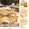Gulches Natural Outdoor 8 People Picnic Table Round with 4 Built-in Benches Umbrella Hole Outside Table - 4 of 4